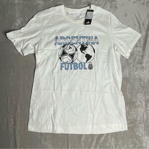 Adidas Men Soccer Argentina World Tee Short Sleeve White T Shirt Size L NWT